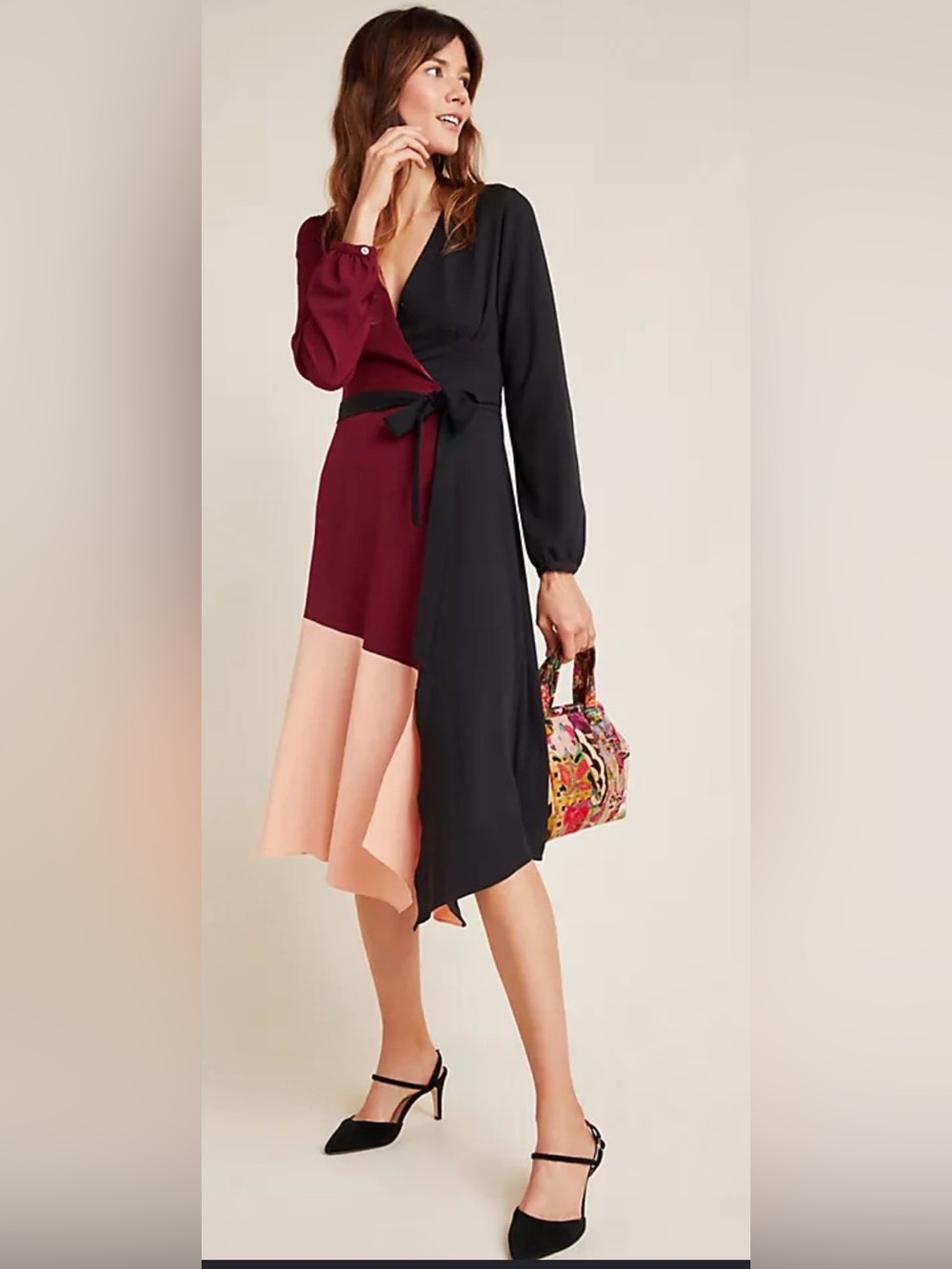 Hutch Rashida Colourblocked Midi Wrap Dress